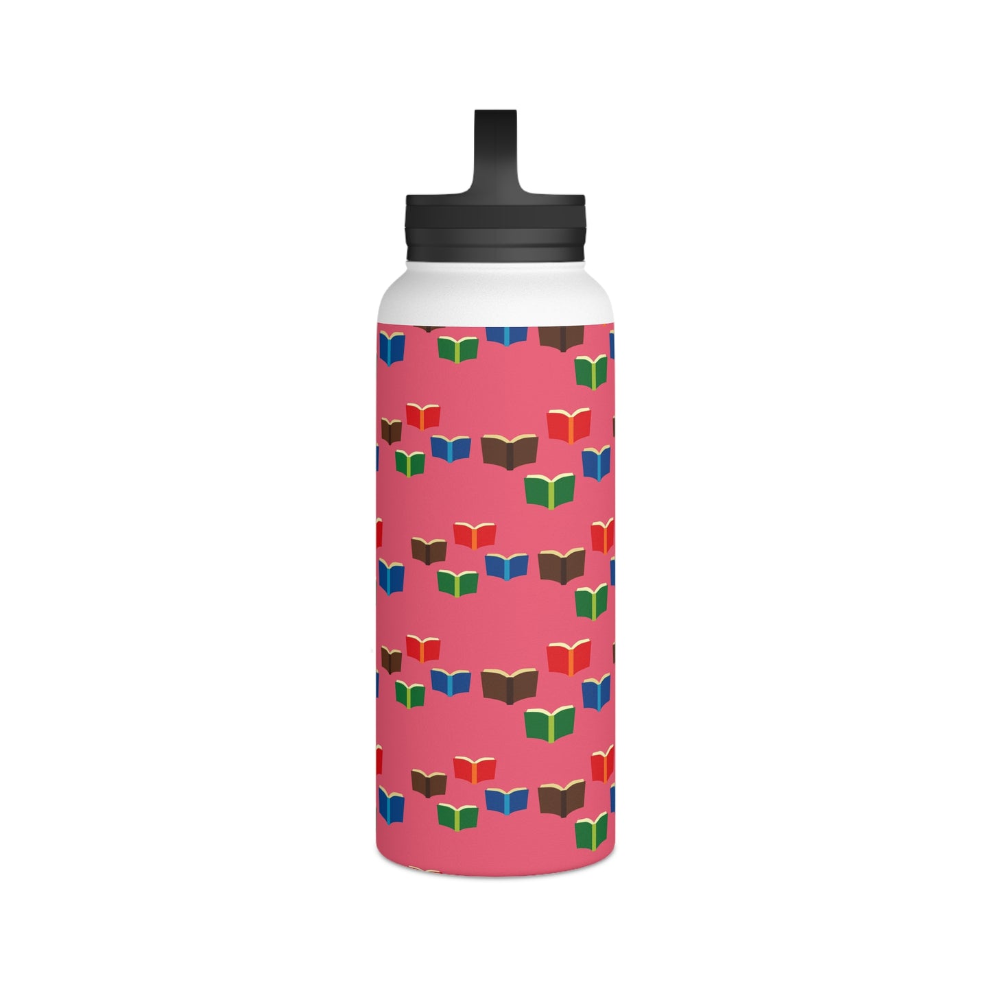 Back To School Books Stainless Steel Water Bottle, Handle Lid