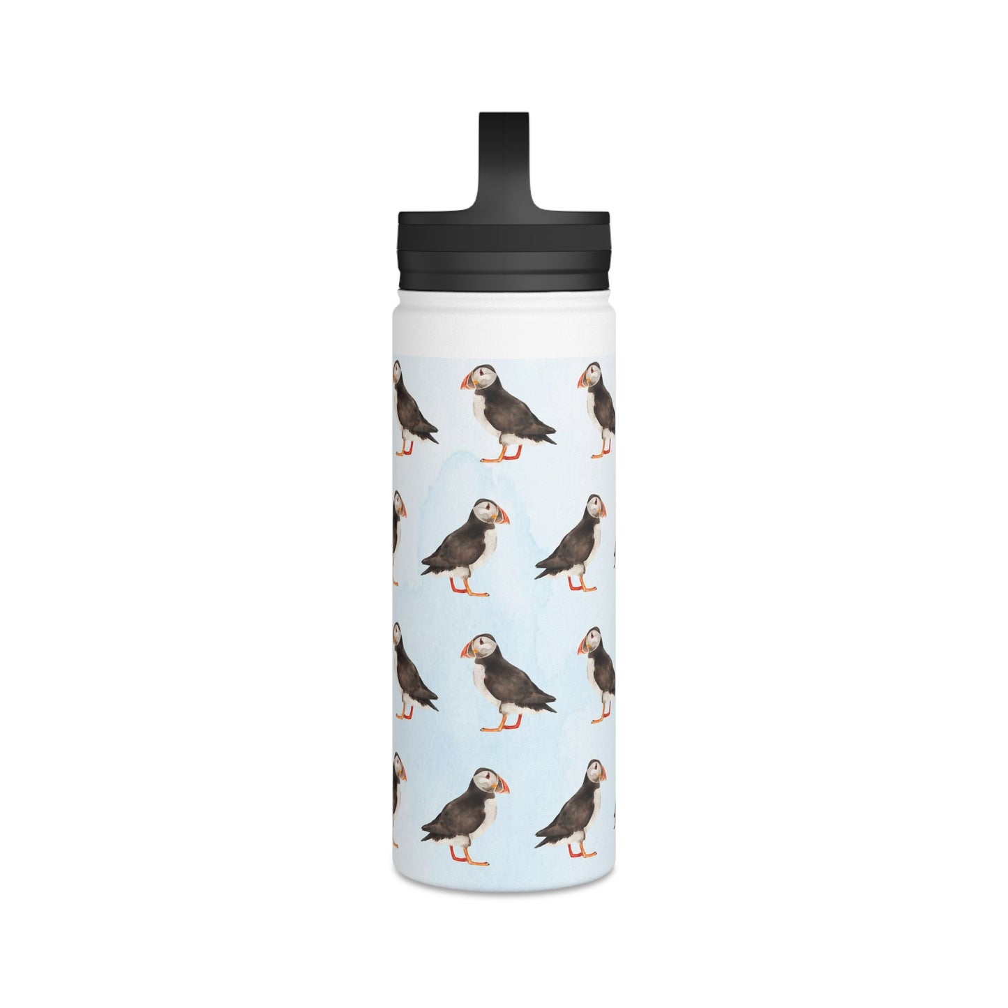 Back To School Puffins Stainless Steel Water Bottle, Handle Lid