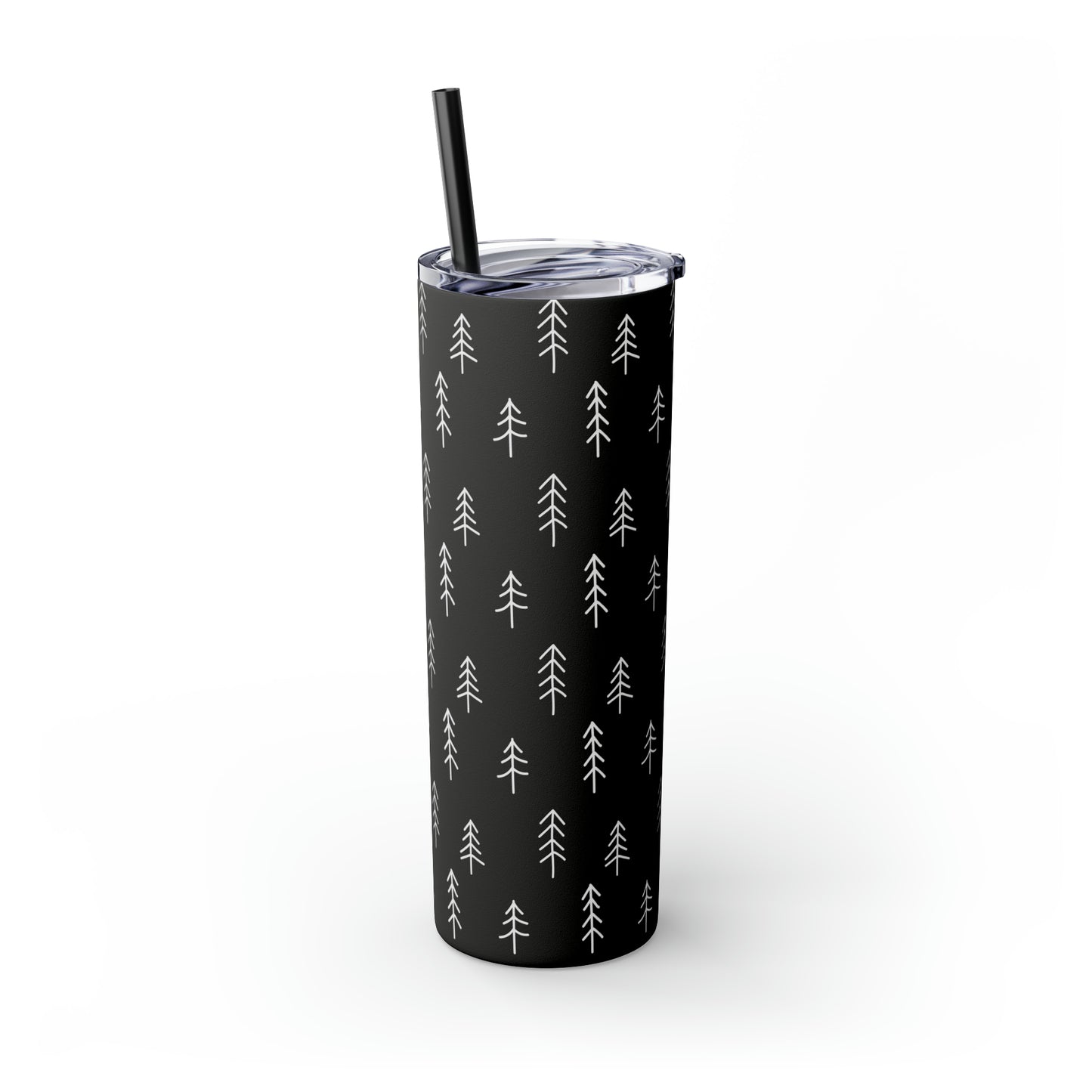 Nordic Black & White Trees Skinny Tumbler with Straw, 20oz