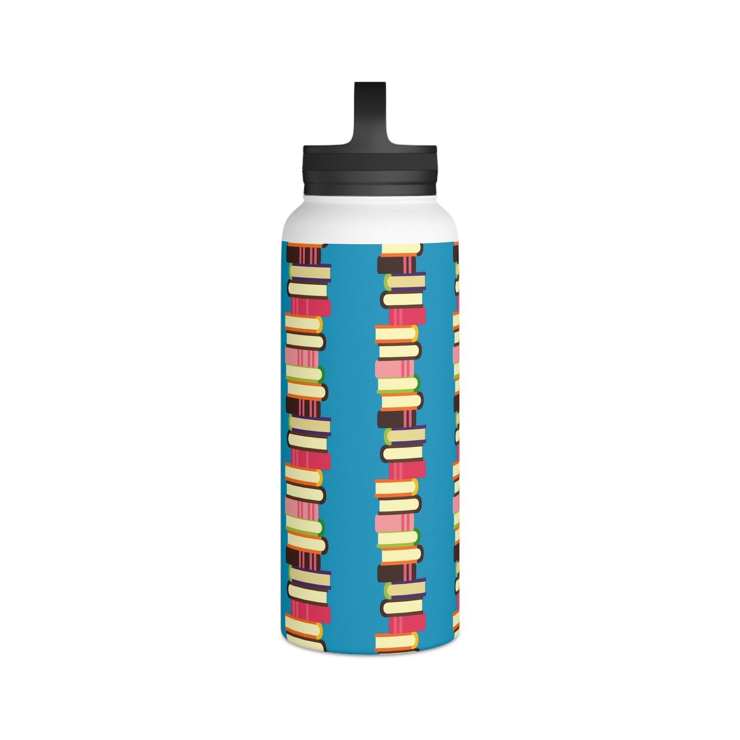 Back To School Books Stainless Steel Water Bottle, Handle Lid