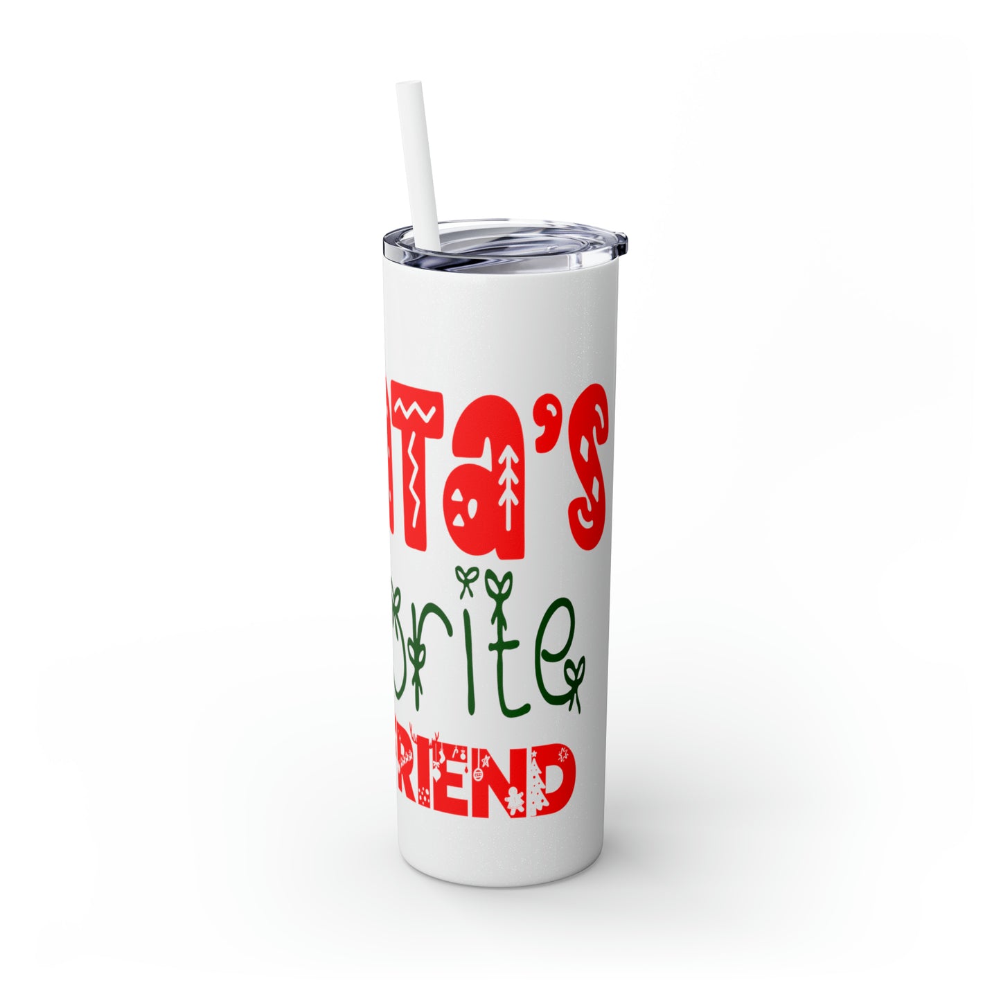 Santa's Favorite Boyfriend Skinny Tumbler with Straw, 20oz