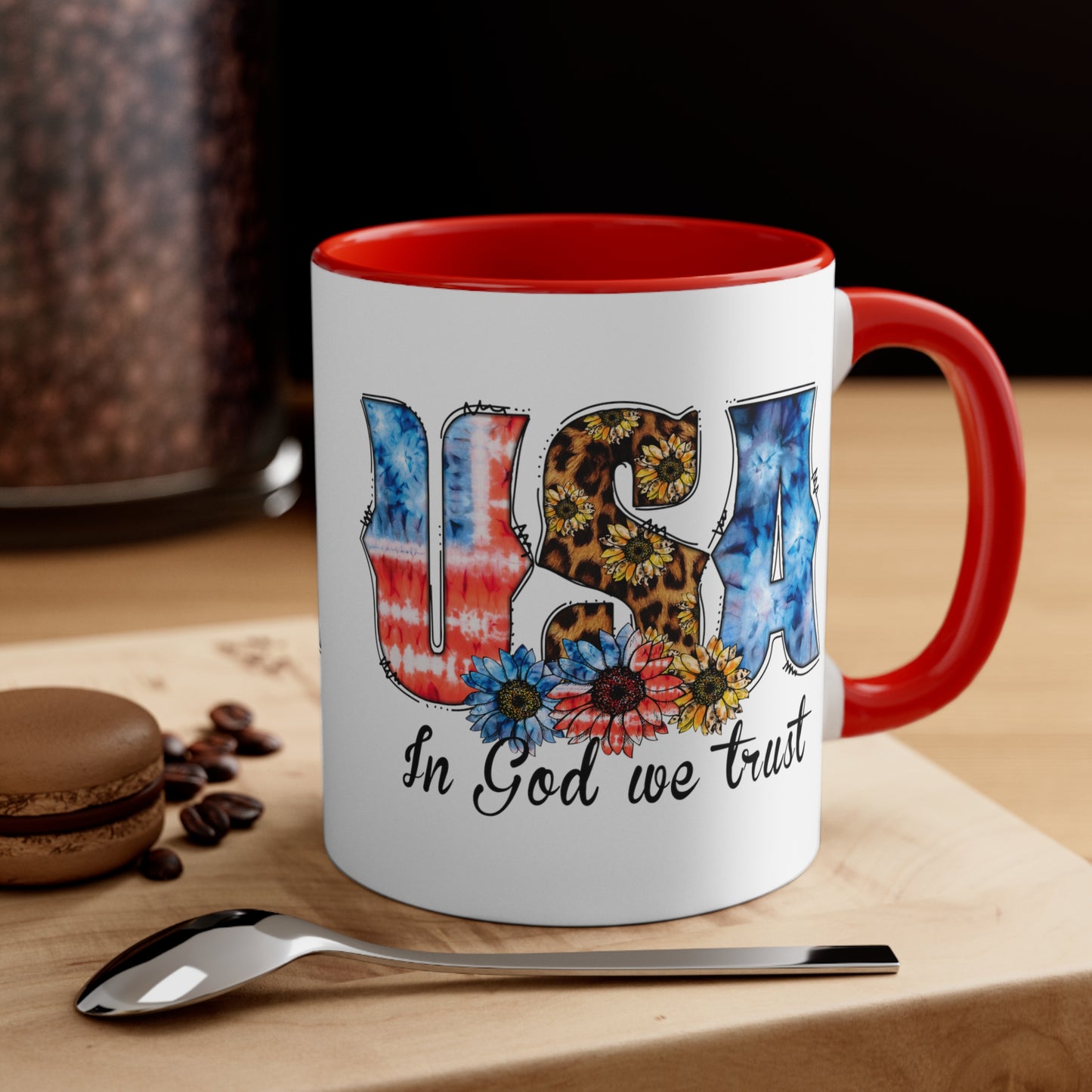 USA In God We Trust Accent Coffee Mug, 11oz