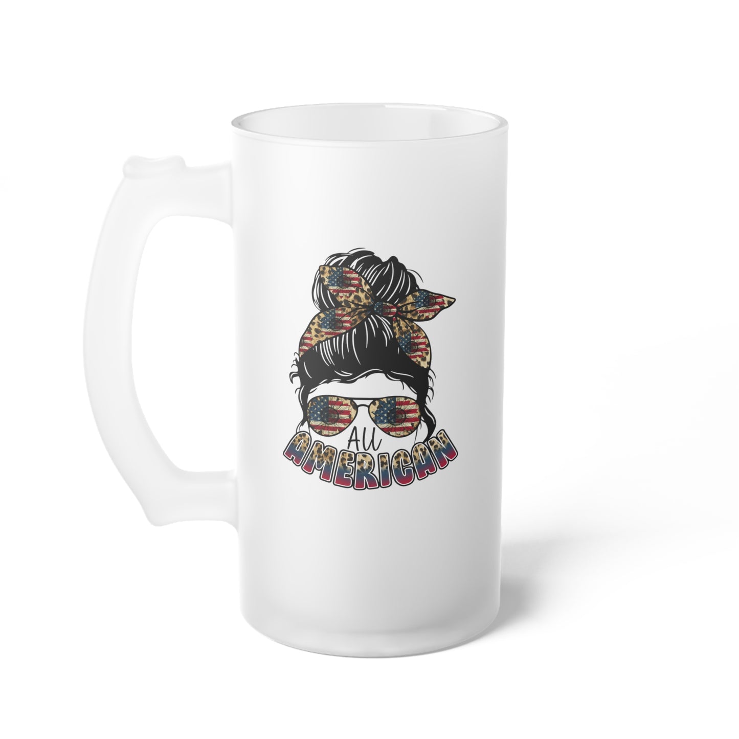 All American Girl Frosted Glass Beer Mug