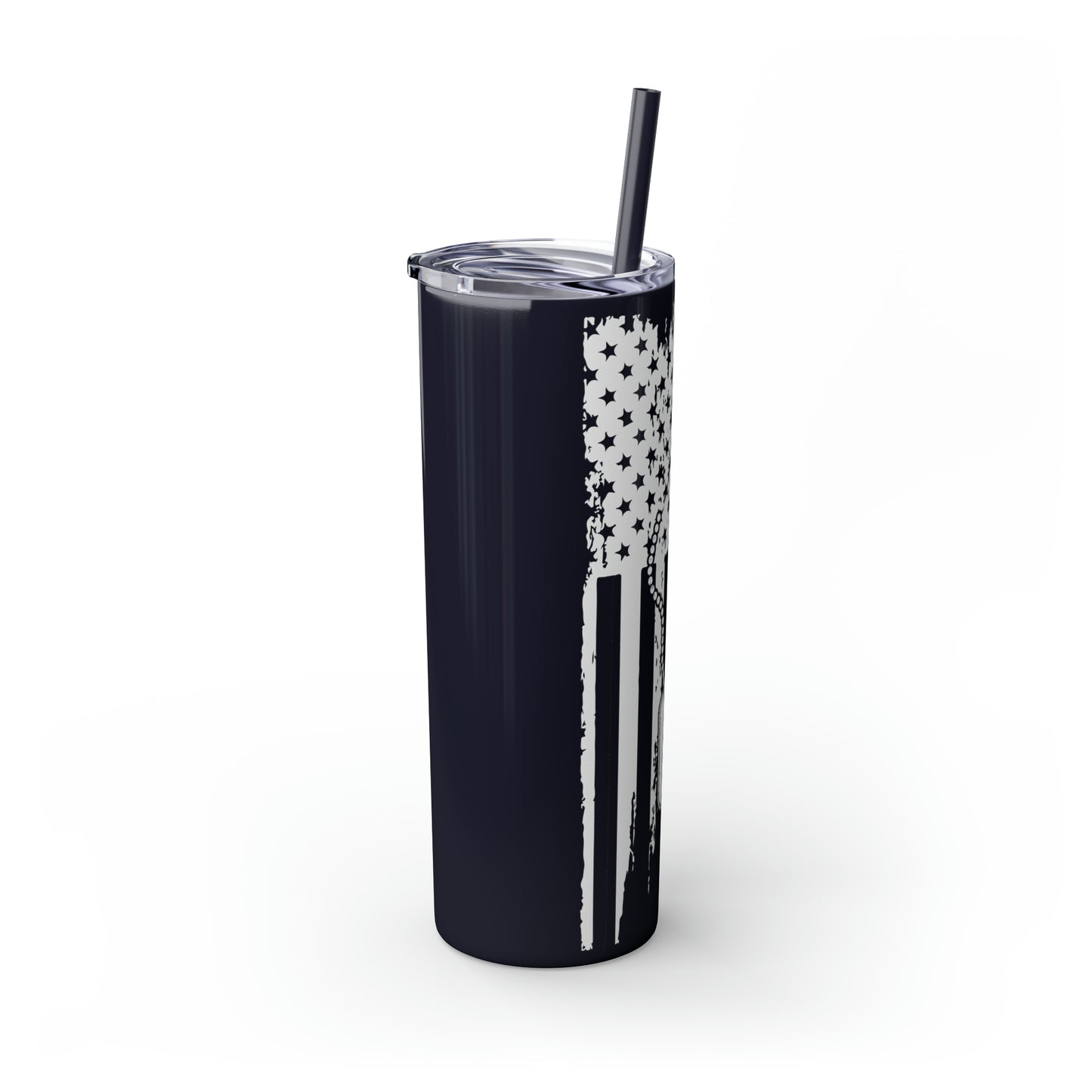 Flag with Tags Veterans Day Skinny Tumbler with Straw, 20oz