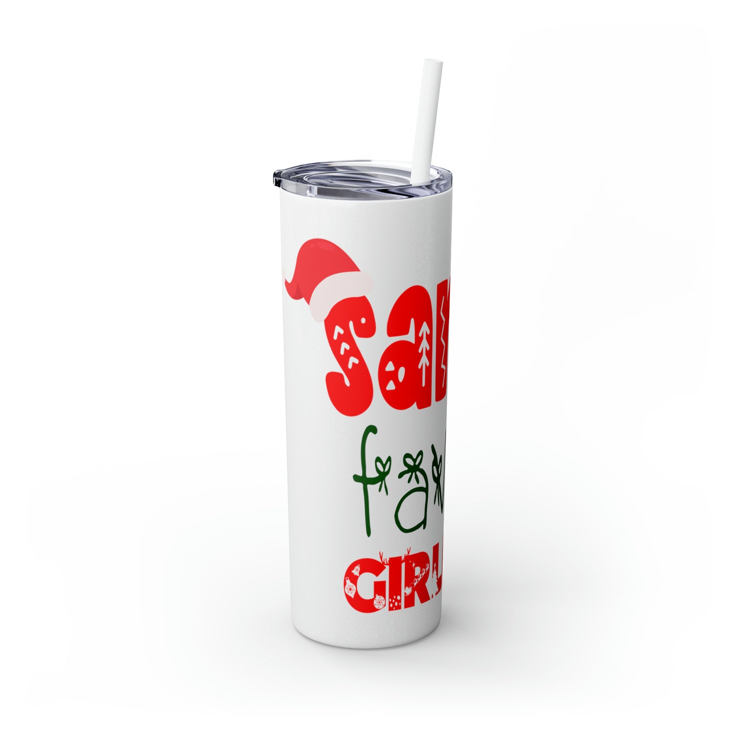 Santa's Favorite Girlfriend Skinny Tumbler with Straw, 20oz