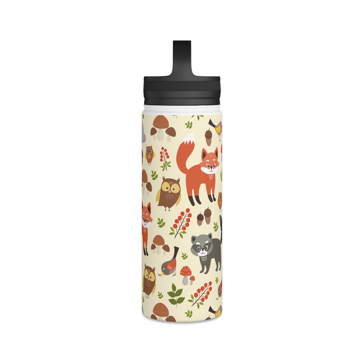 Back To School Animals Stainless Steel Water Bottle, Handle Lid