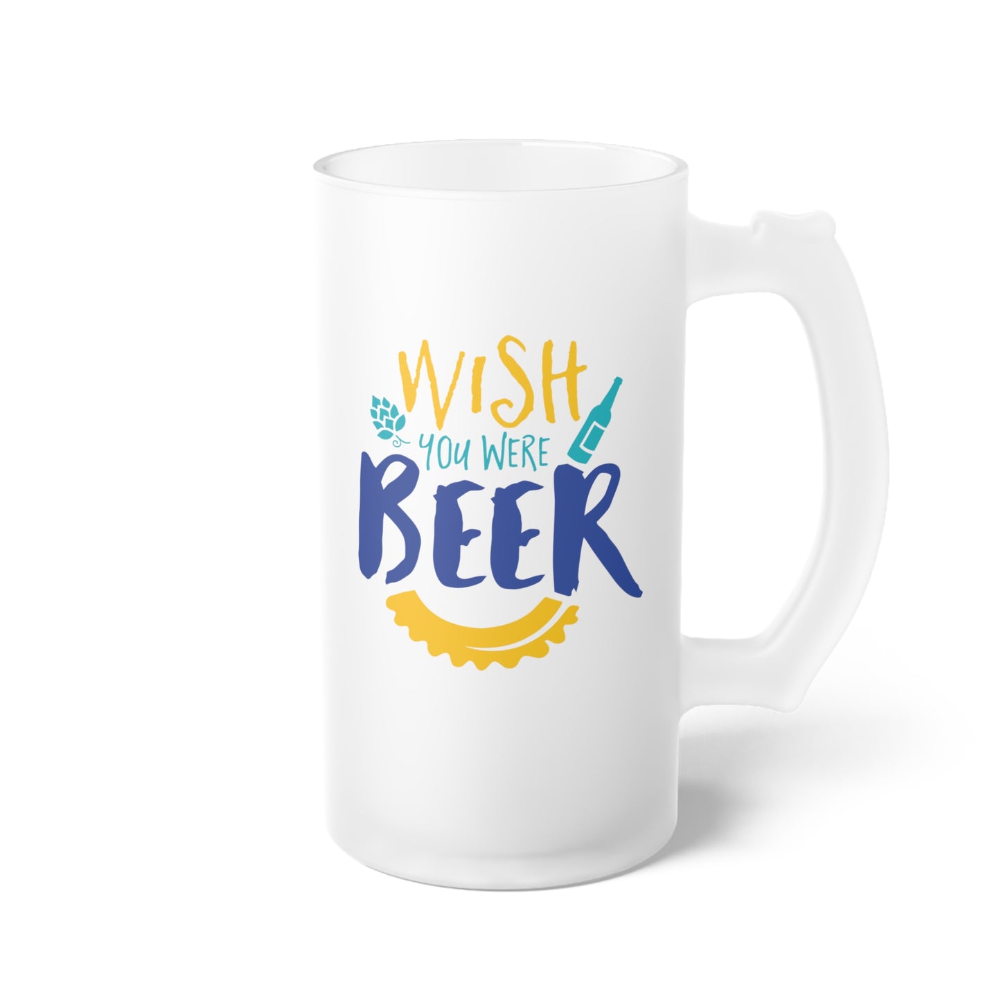 Wish You Were Beer Frosted Glass Beer Mug