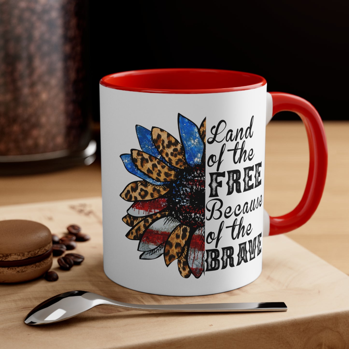 Land of The Free Because of the Brave Accent Coffee Mug, 11oz