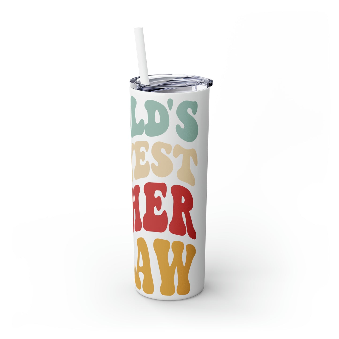 World's Greatest Okayest Father-In-Law Skinny Tumbler with Straw, 20oz