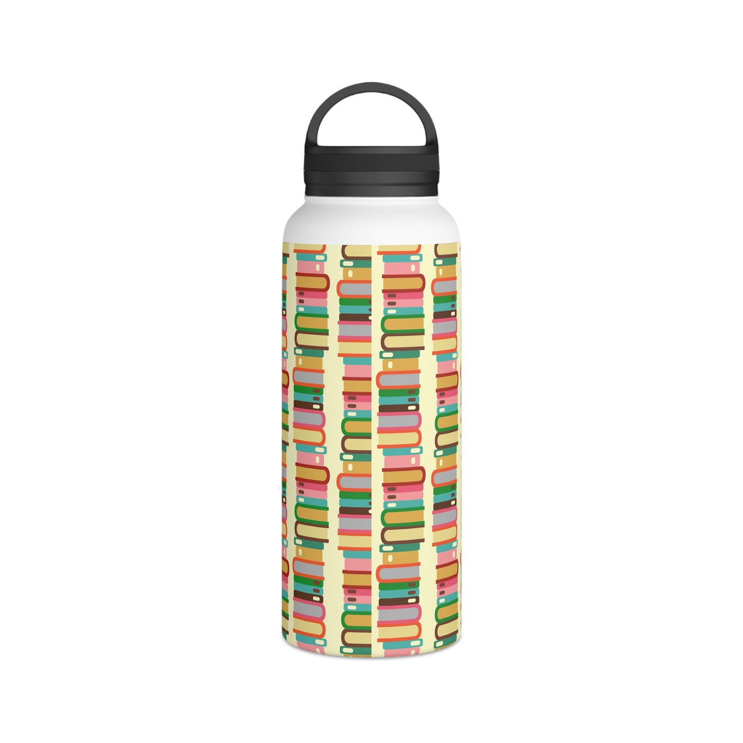 Back To School Books Stainless Steel Water Bottle, Handle Lid