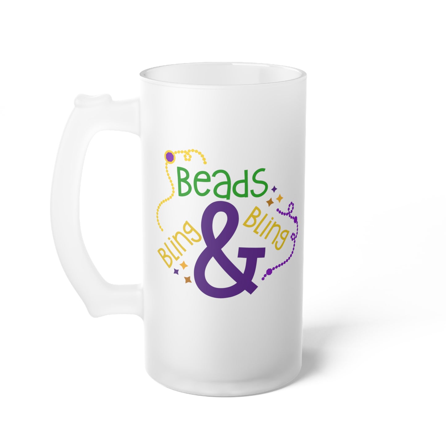 Beads & Bling Bling Frosted Glass Beer Mug
