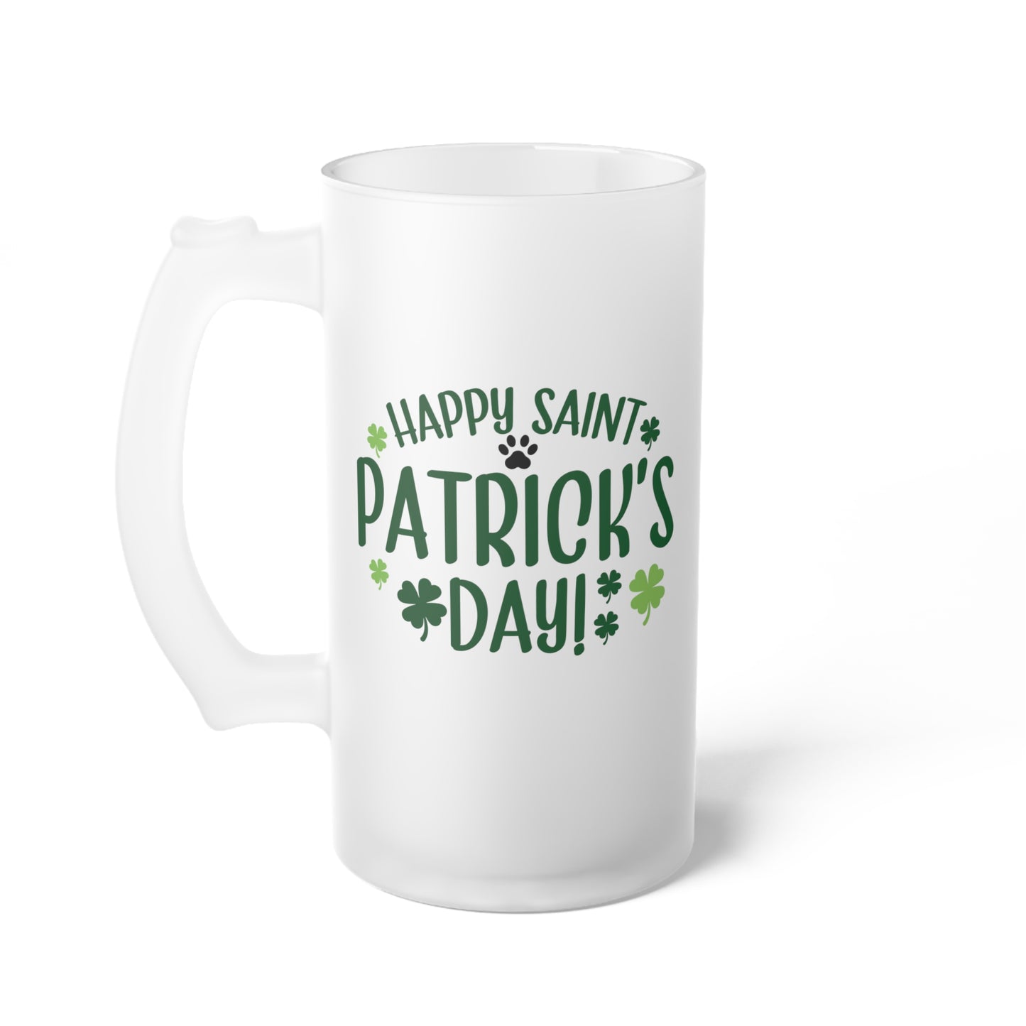 Happy St Patrick's Day Frosted Glass Beer Mug