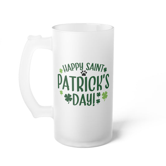 Happy St Patrick's Day Frosted Glass Beer Mug