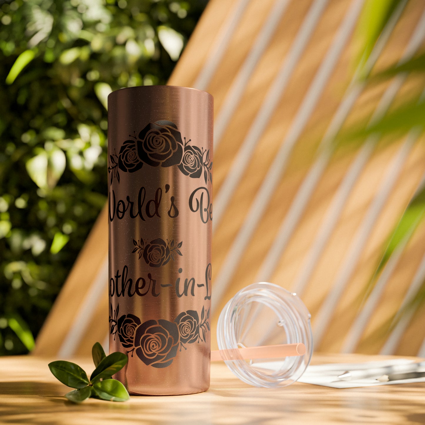 World's Best Mother-In-Law Skinny Tumbler with Straw, 20oz