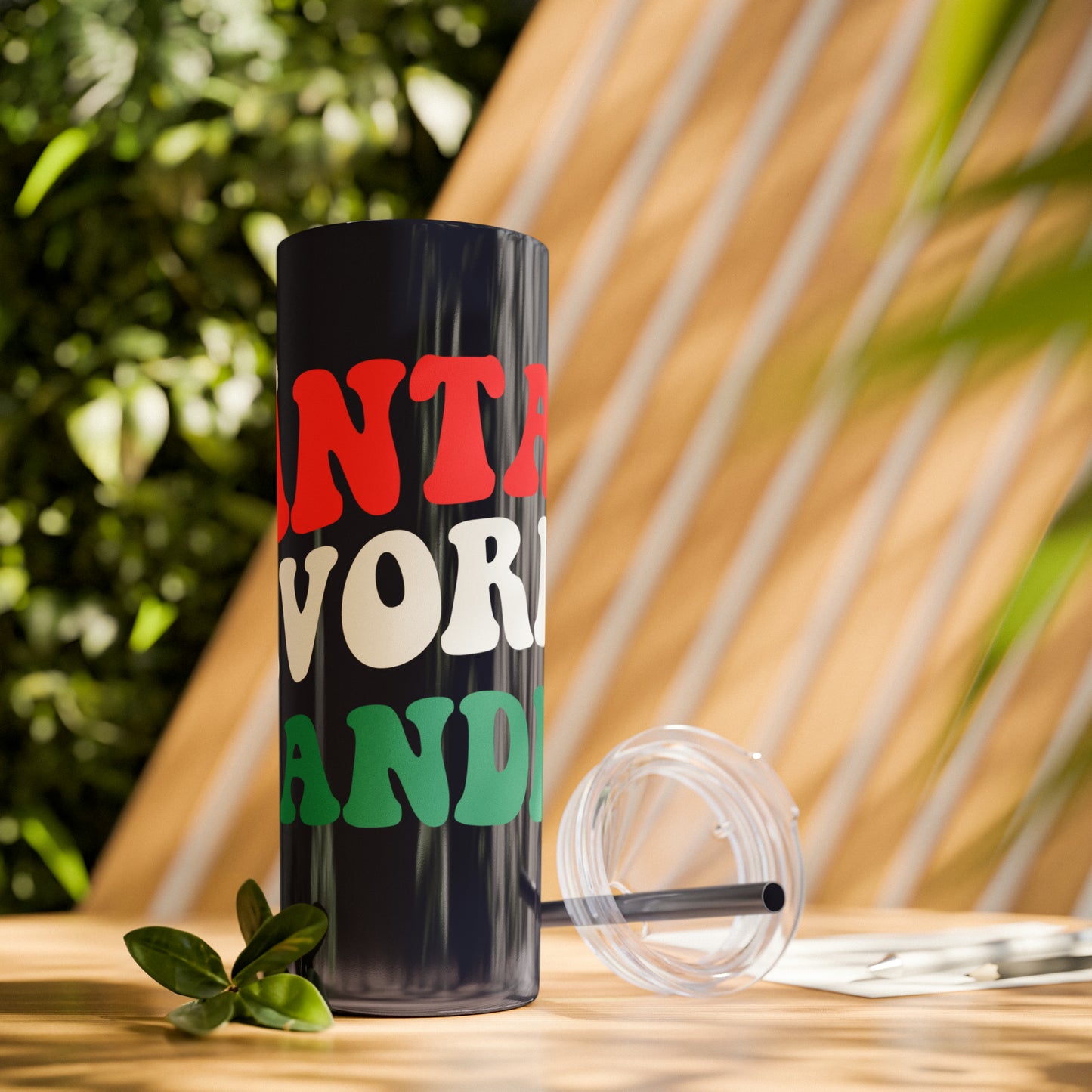 Santa's Favorite Grandma Skinny Tumbler with Straw, 20oz
