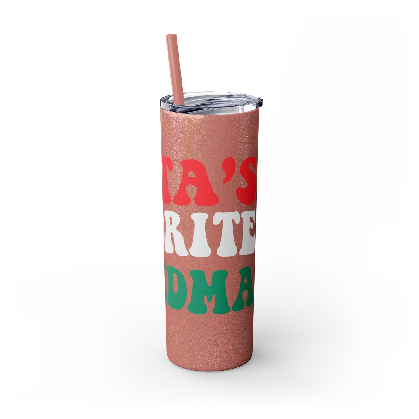 Santa's Favorite Grandma Skinny Tumbler with Straw, 20oz