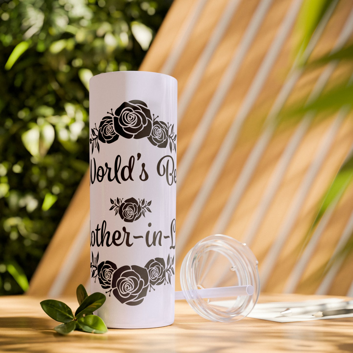 World's Best Mother-In-Law Skinny Tumbler with Straw, 20oz