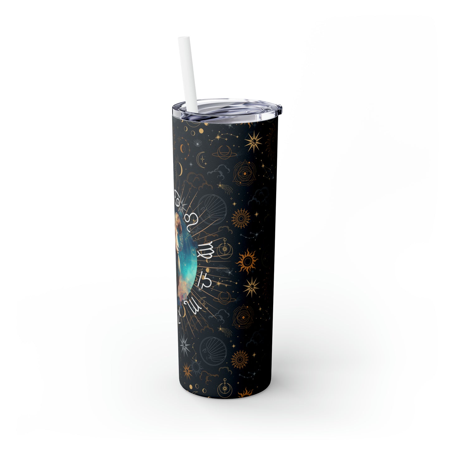 Aries Zodiac Skinny Tumbler with Straw Astrology Insulated Mug Bridesmaids Gift Bachelorette Party Favor Birthday Gift
