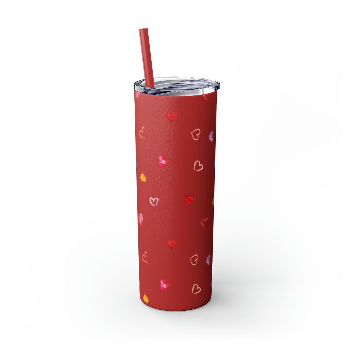 Valentine's Hearts Skinny Tumbler with Straw, 20oz