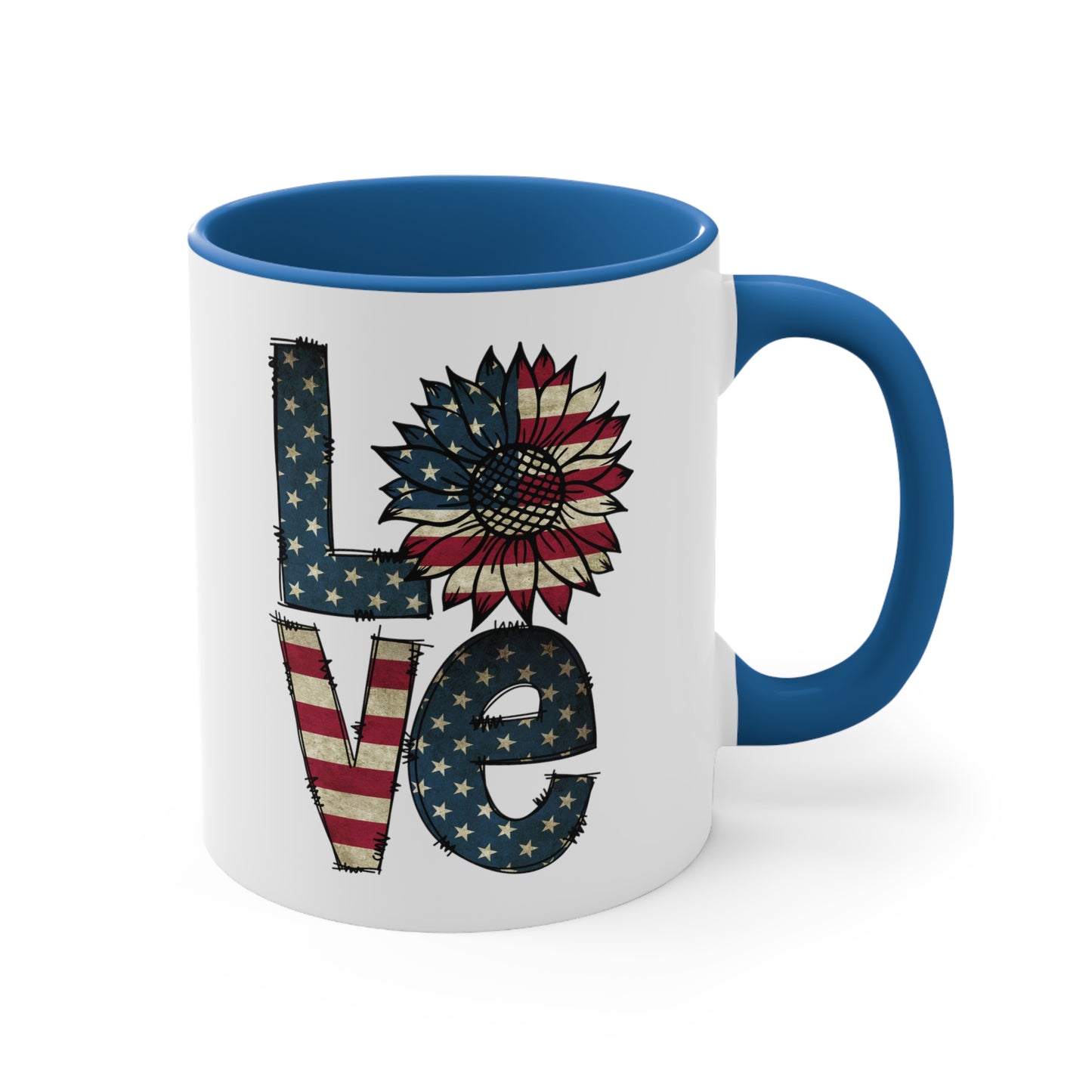 Love Sunflover Flag Accent Coffee Mug, 11oz