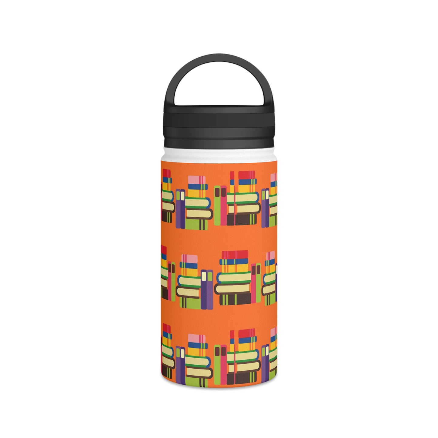 Back To School Books Stainless Steel Water Bottle, Handle Lid