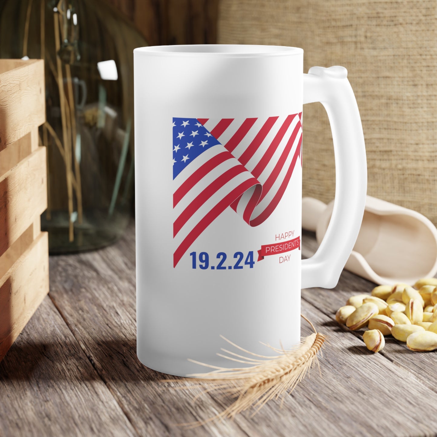 Happy President's Day 2024 Frosted Glass Beer Mug