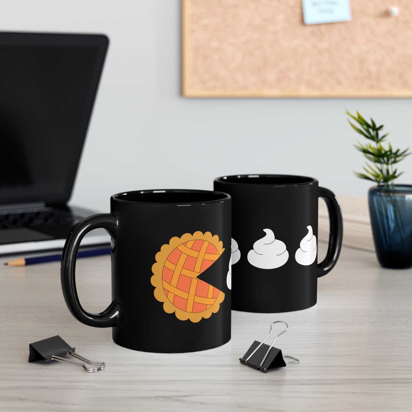 Pumpkin Pie and Whipped Cream 11oz Black Mug