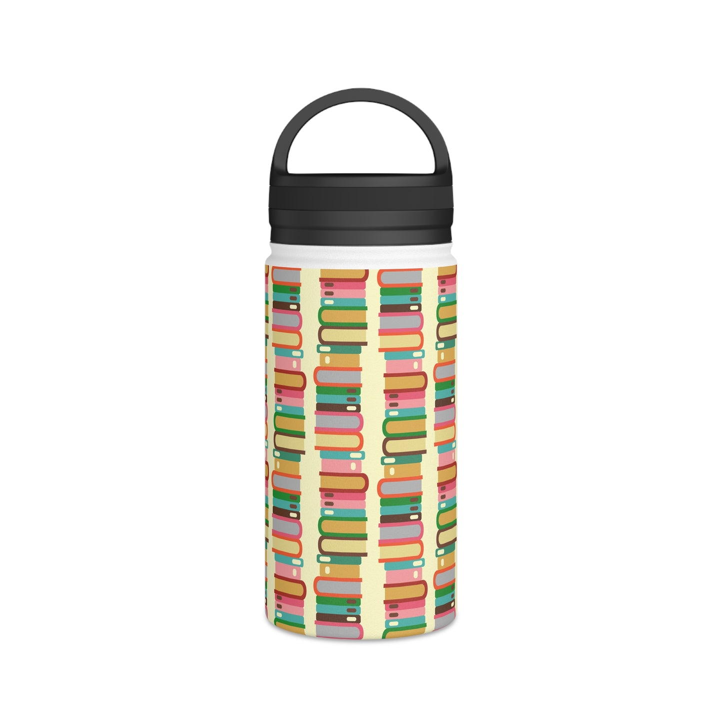 Back To School Books Stainless Steel Water Bottle, Handle Lid