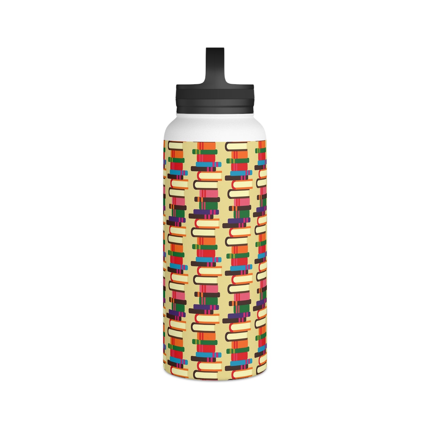 Back To School Books Stainless Steel Water Bottle, Handle Lid