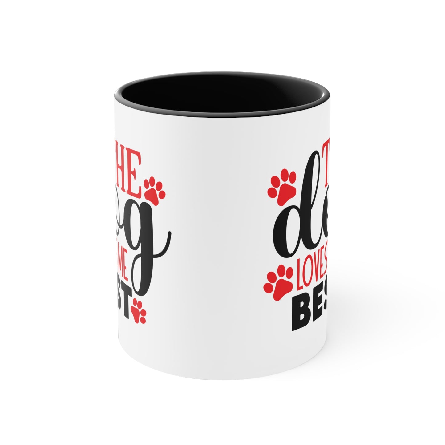 The Dog Love Me Best Valentines Day Accent Coffee Mug, 11oz