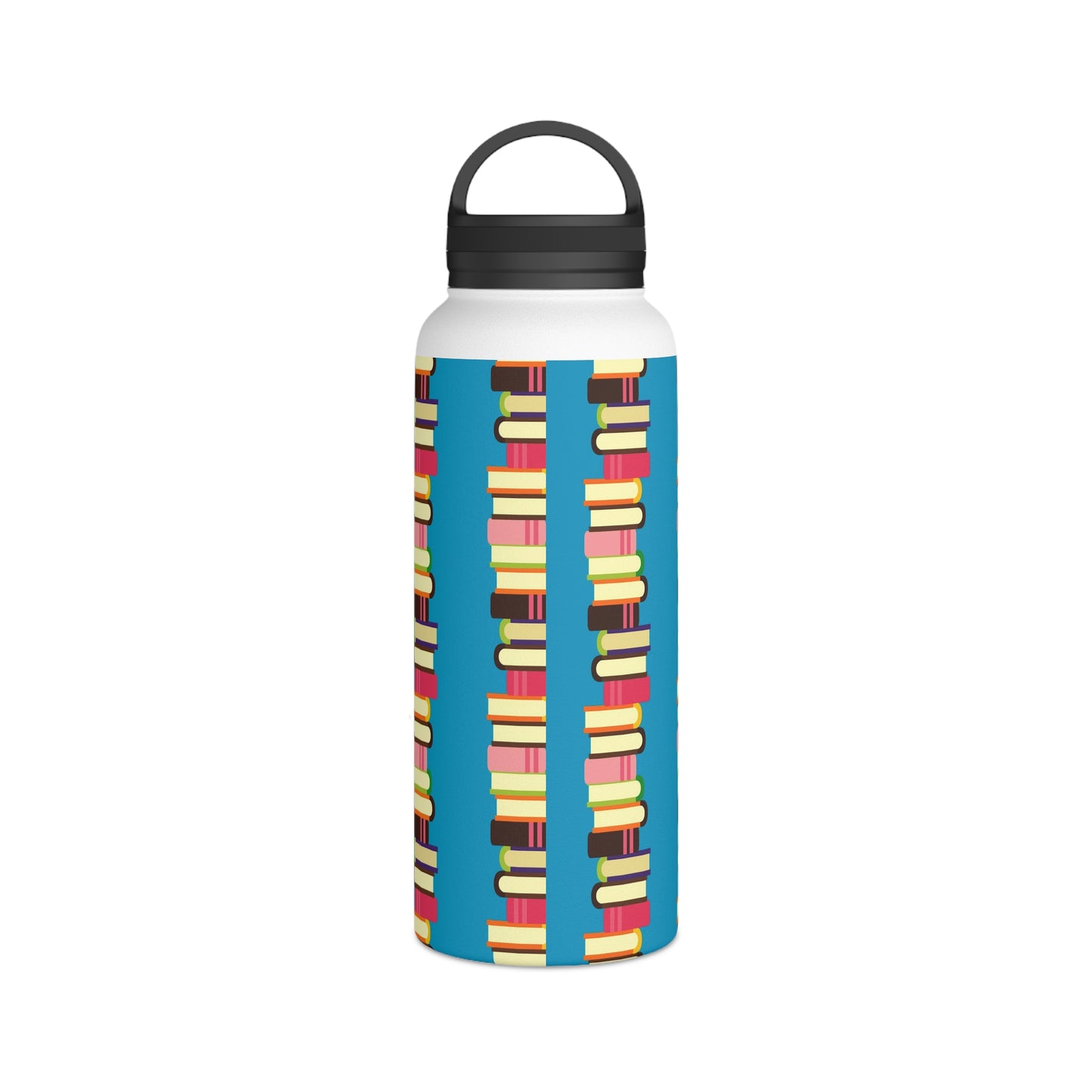 Back To School Books Stainless Steel Water Bottle, Handle Lid