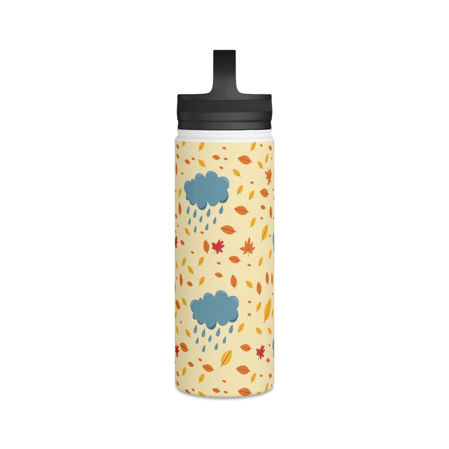 Back To School Clouds & Leaves Stainless Steel Water Bottle, Handle Lid