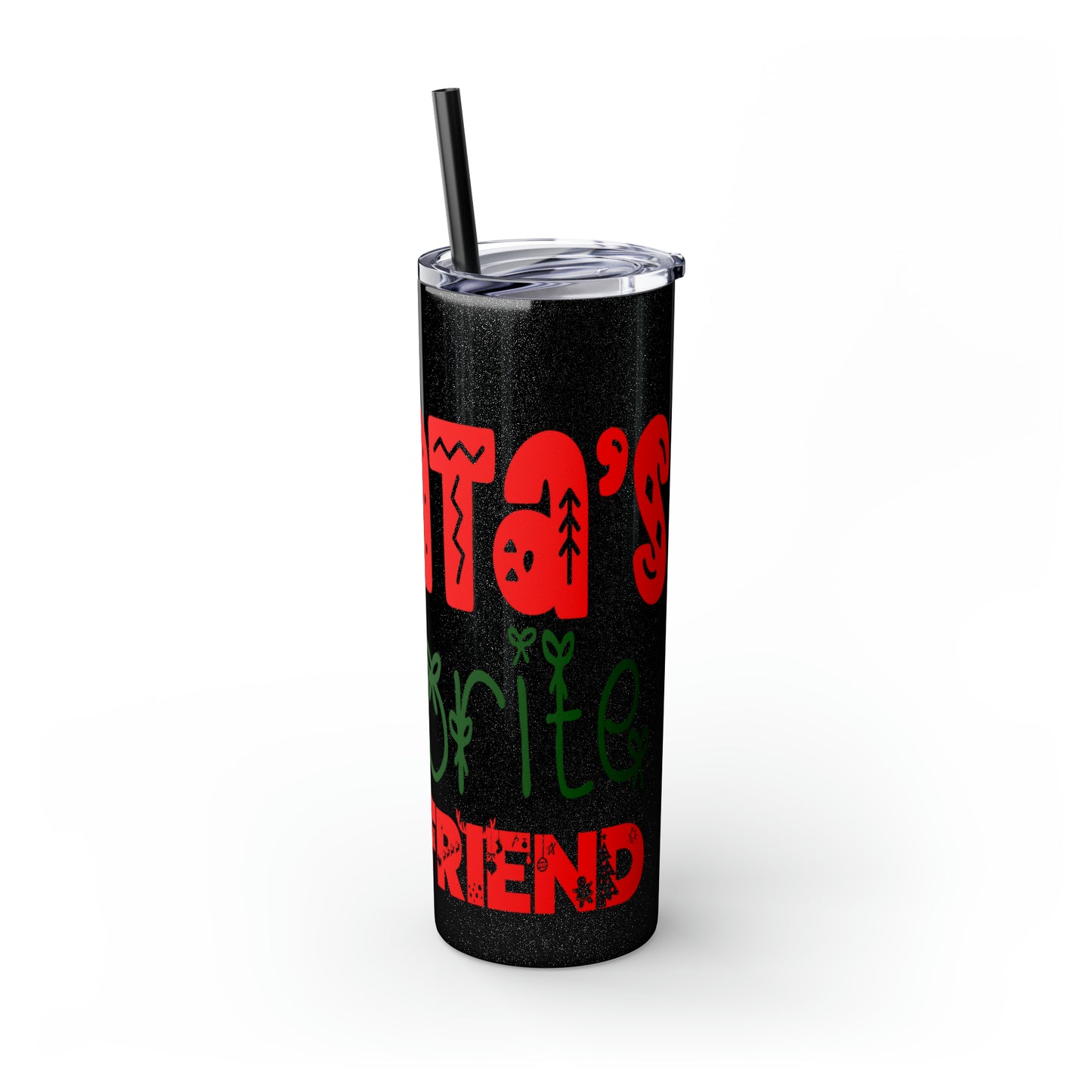 Santa's Favorite Girlfriend Skinny Tumbler with Straw, 20oz