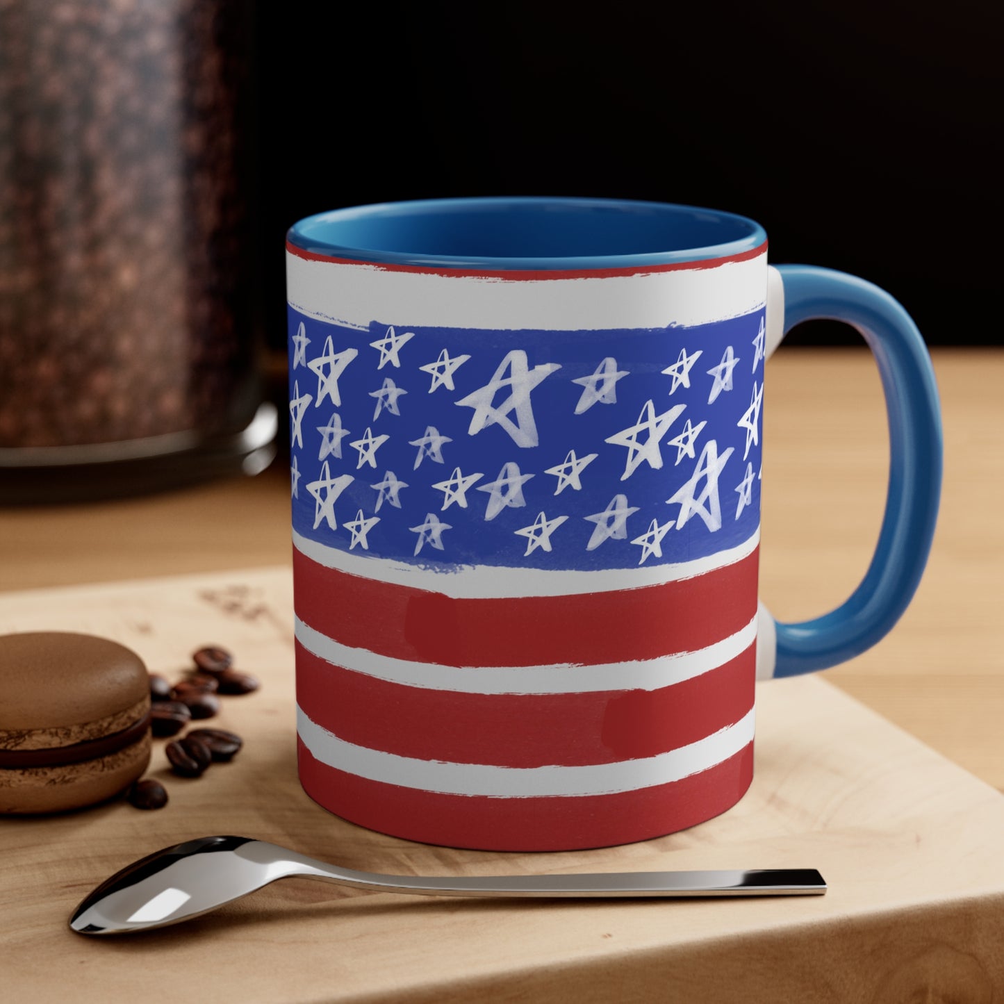 American Flag Themed Accent Coffee Mug, 11oz