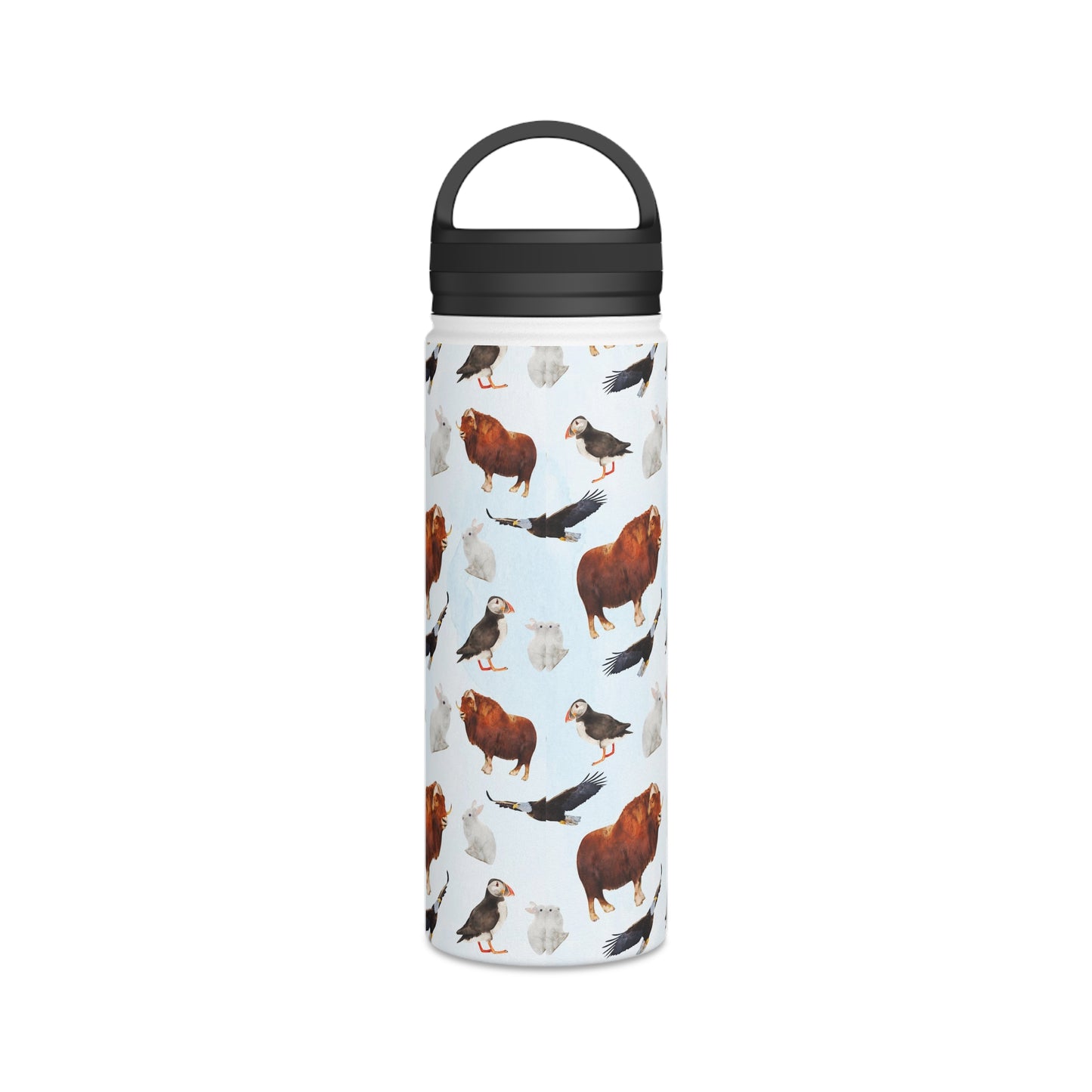Back To School Animals Stainless Steel Water Bottle, Handle Lid