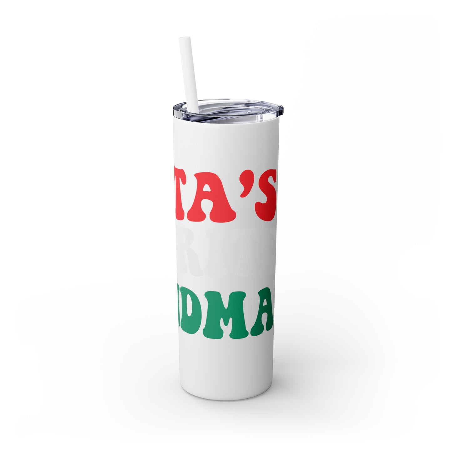 Santa's Favorite Grandma Skinny Tumbler with Straw, 20oz
