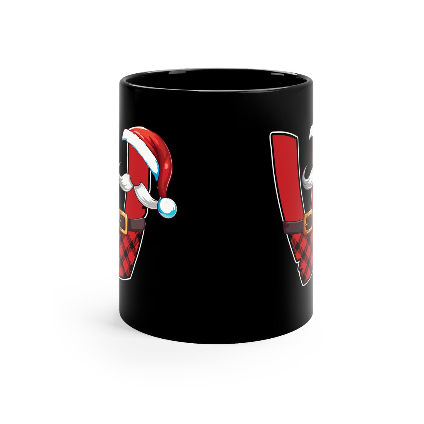 V Santa Initial 11oz Black Mug