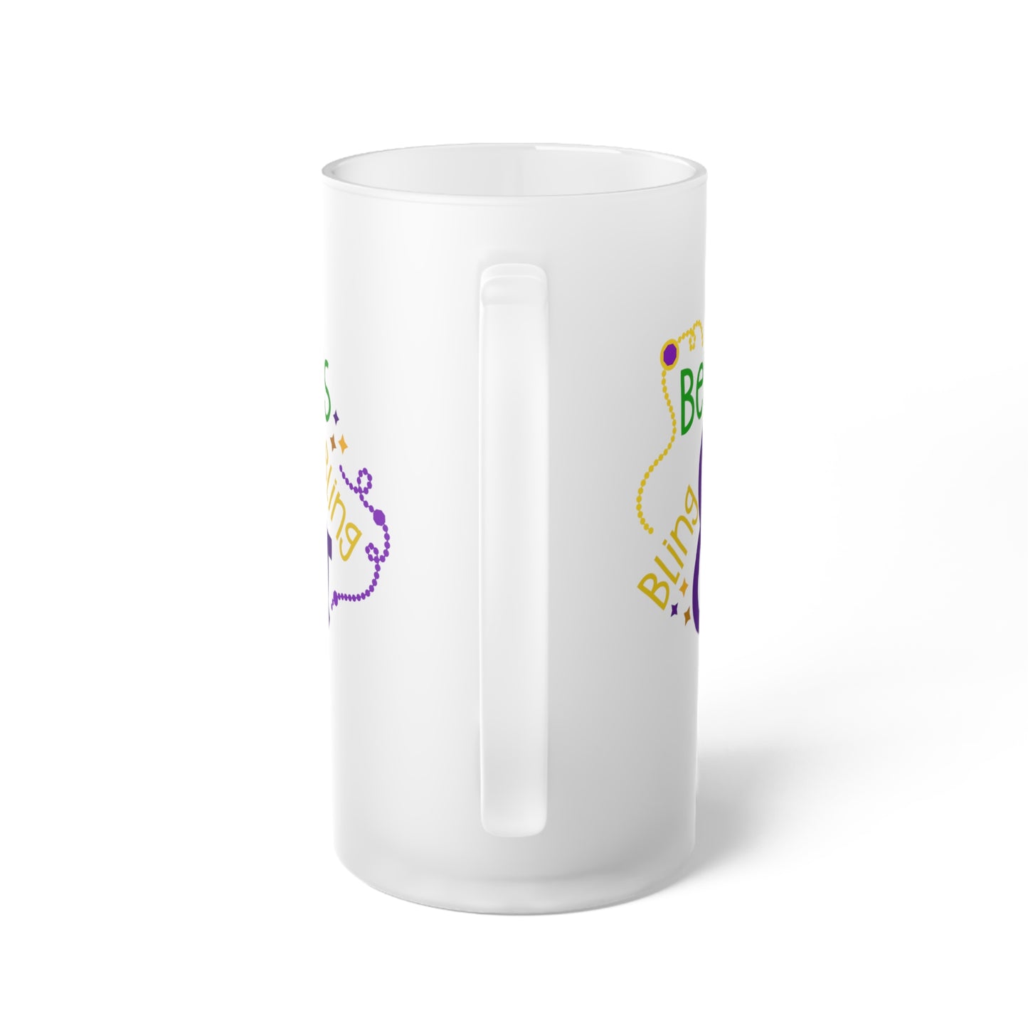 Beads & Bling Bling Frosted Glass Beer Mug