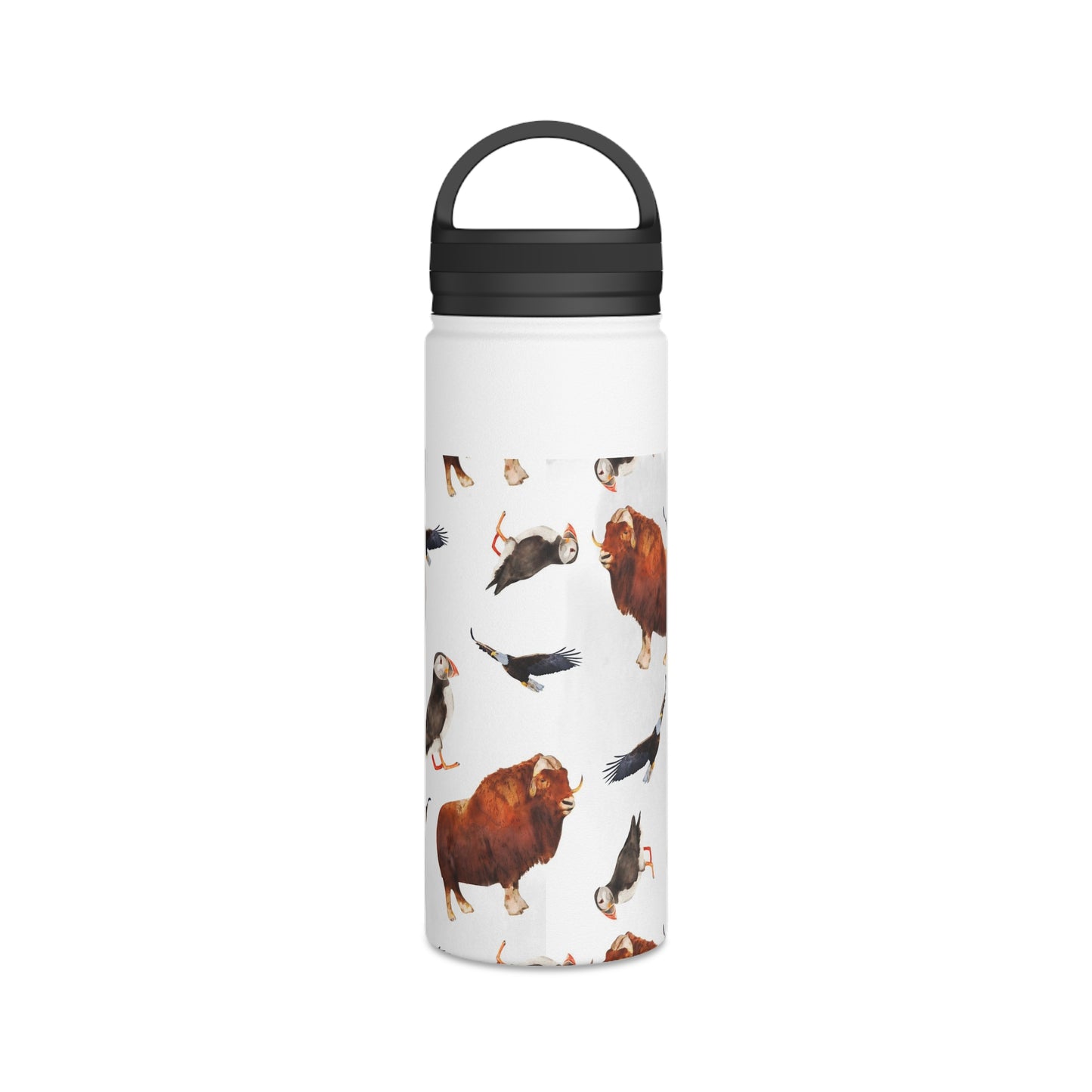 Back To School Animals Stainless Steel Water Bottle, Handle Lid