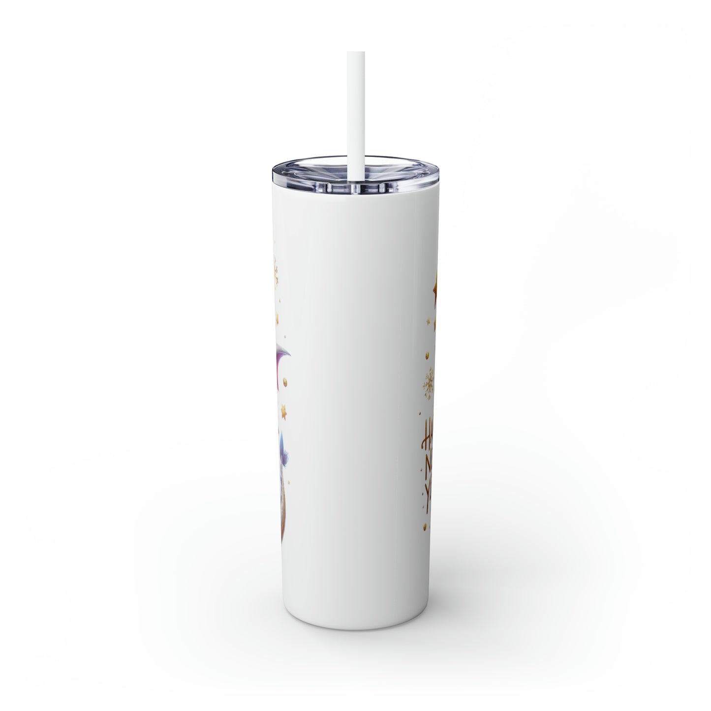 Happy New Year of Dragon Skinny Tumbler with Straw, 20oz