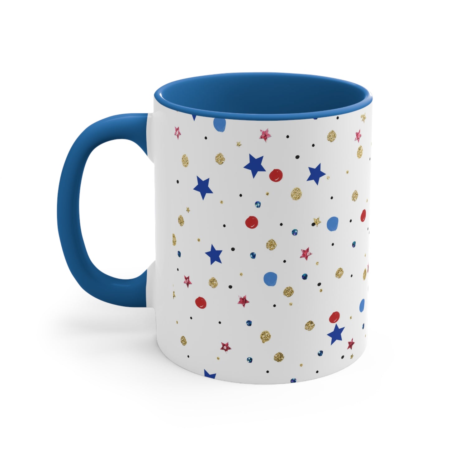 American Flag Themed Stars Accent Coffee Mug, 11oz