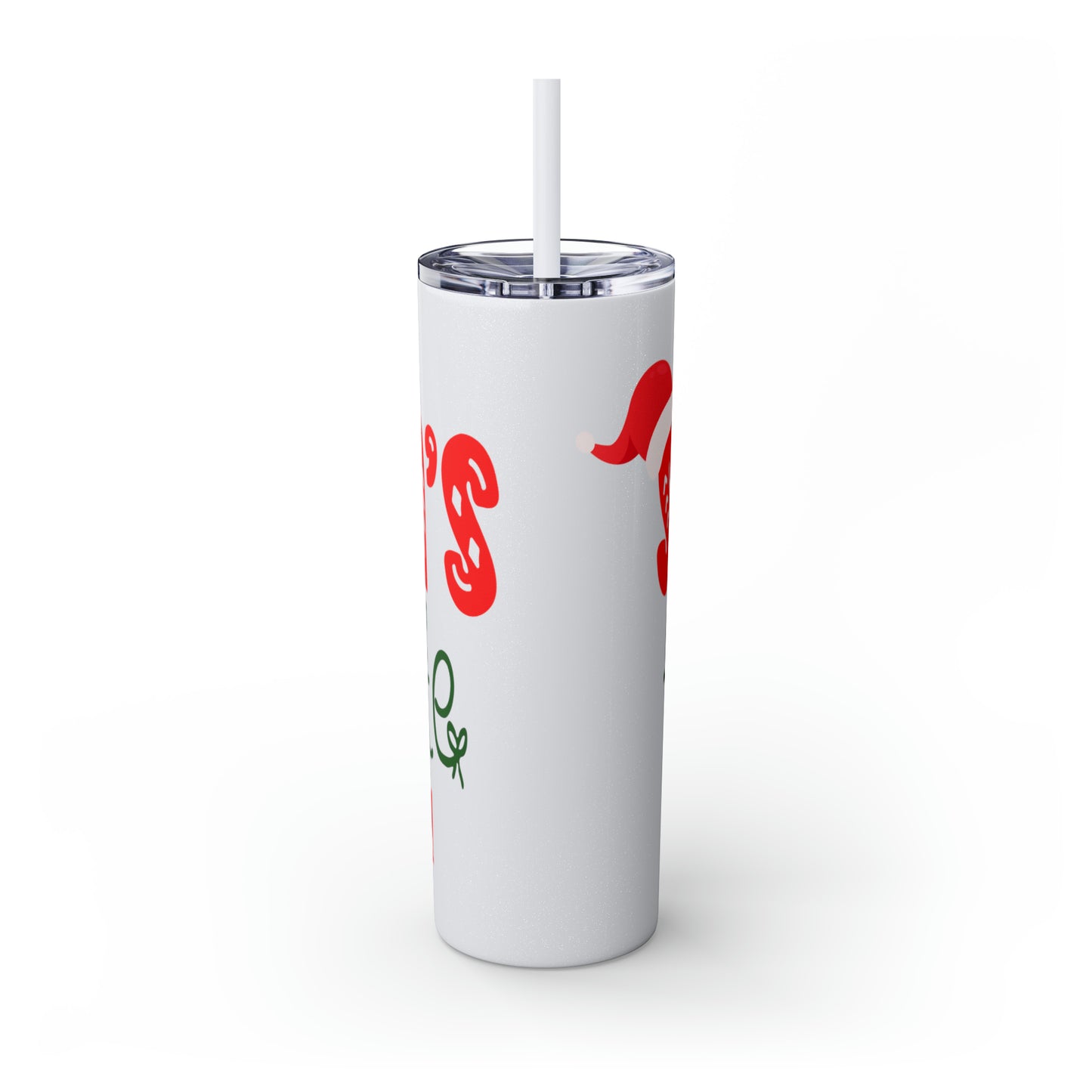 Santa's Favorite Cousin Skinny Tumbler with Straw, 20oz
