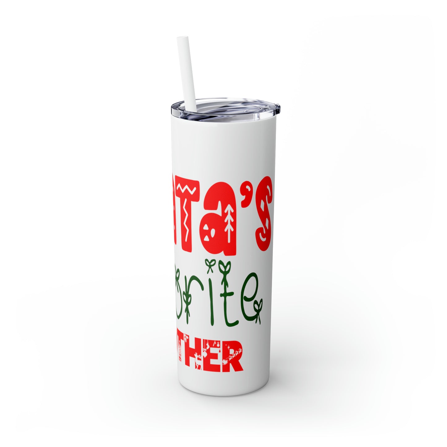 Santa's Favorite Brother Skinny Tumbler with Straw, 20oz