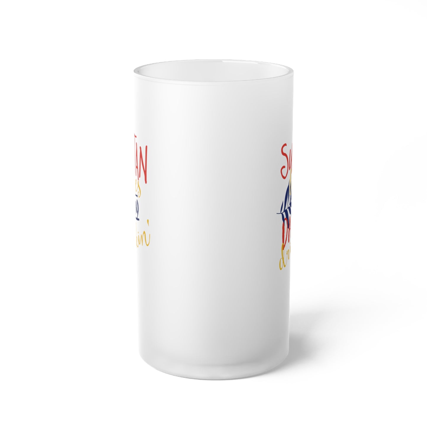 Suntan Lines & Day Drinkin Frosted Glass Beer Mug