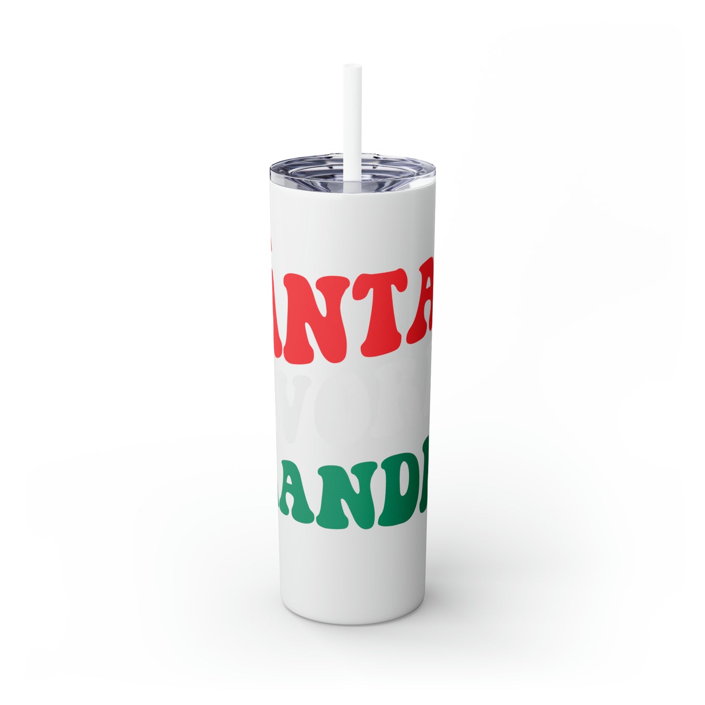 Santa's Favorite Grandma Skinny Tumbler with Straw, 20oz