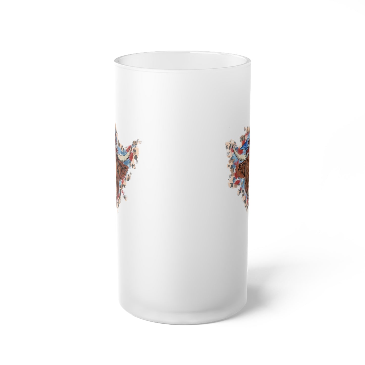 American Cow Frosted Glass Beer Mug