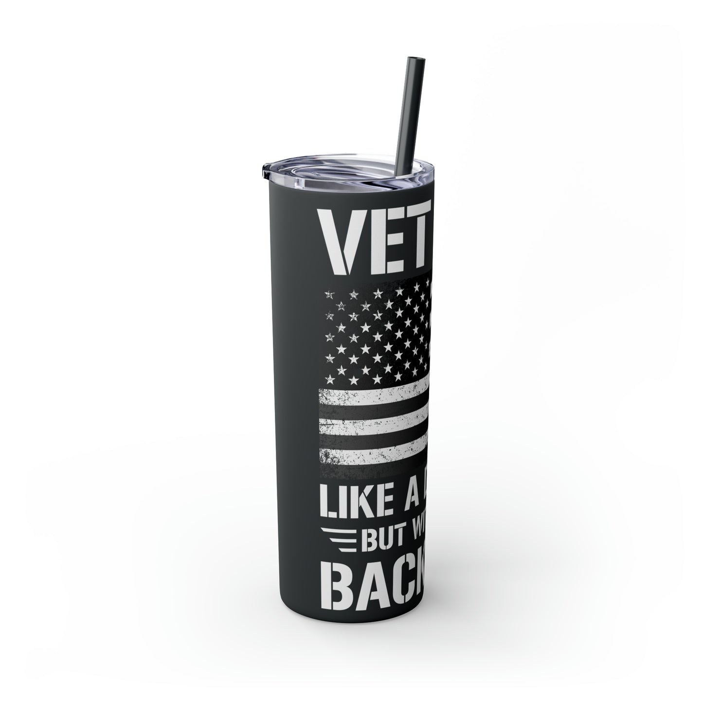 Vet Bod Like a Dad Bod But With More Back Pain Skinny Tumbler with Straw, 20oz