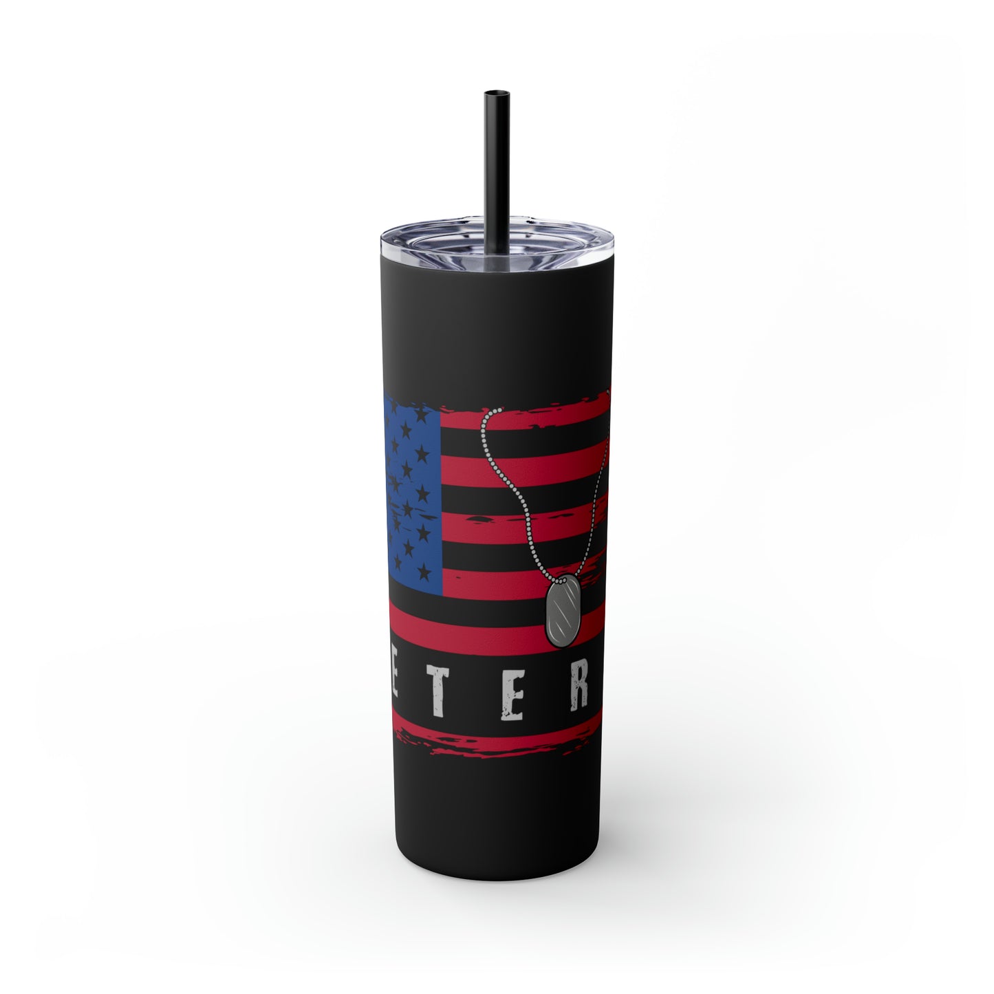 Veteran Skinny Tumbler with Straw, 20oz