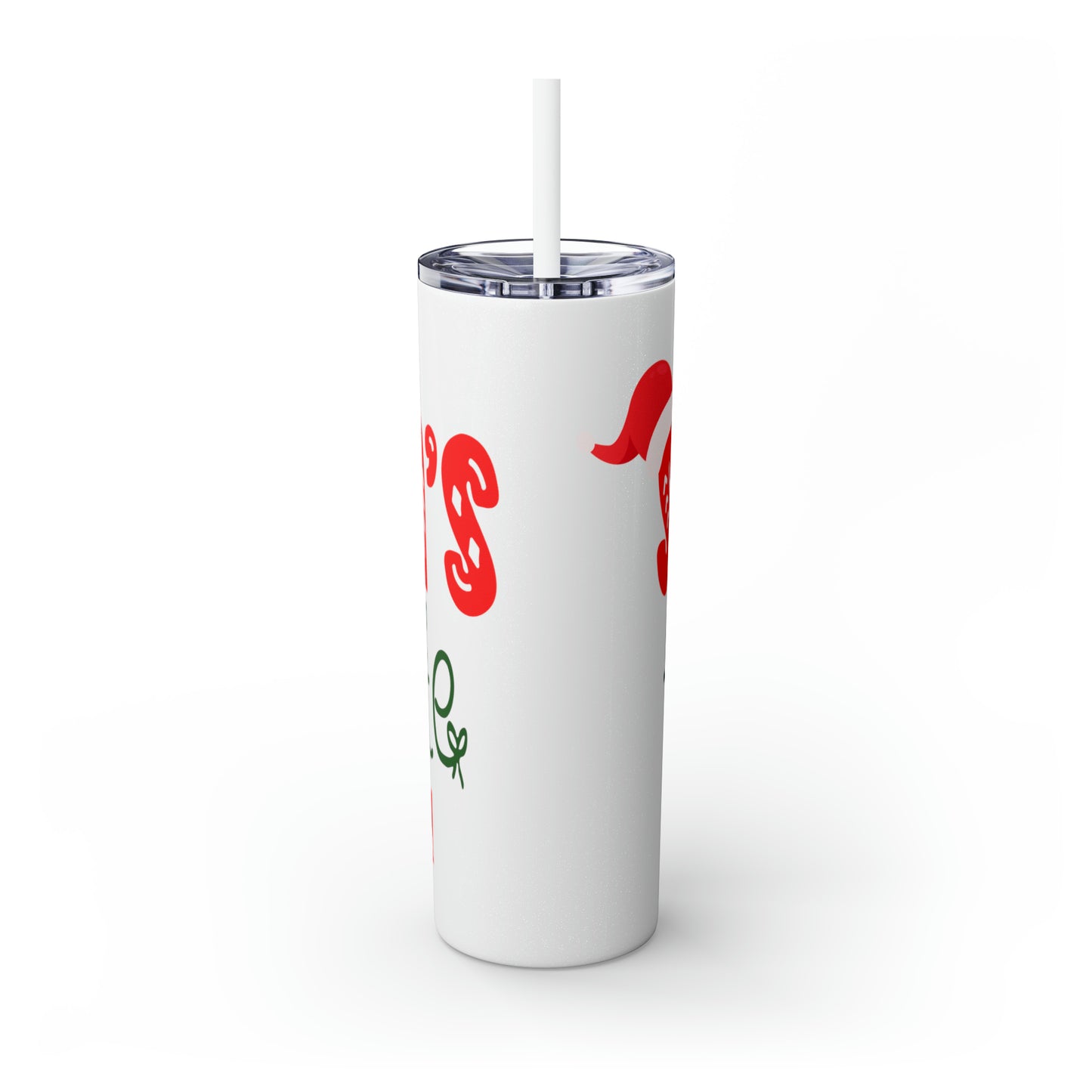 Santa's Favorite Cousin Skinny Tumbler with Straw, 20oz