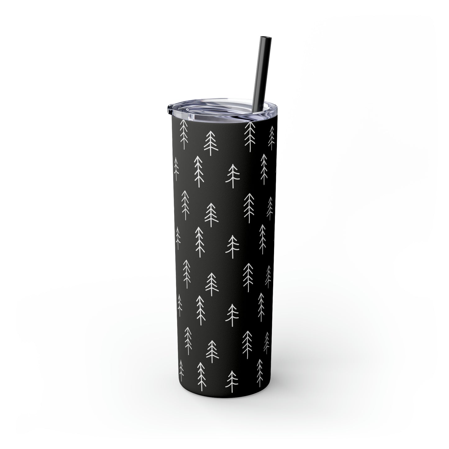 Nordic Black & White Trees Skinny Tumbler with Straw, 20oz